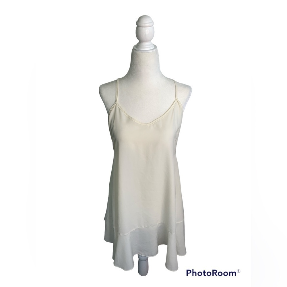 Nasty Gal Ruffle Criss Cross Back White Mini Dress sz S